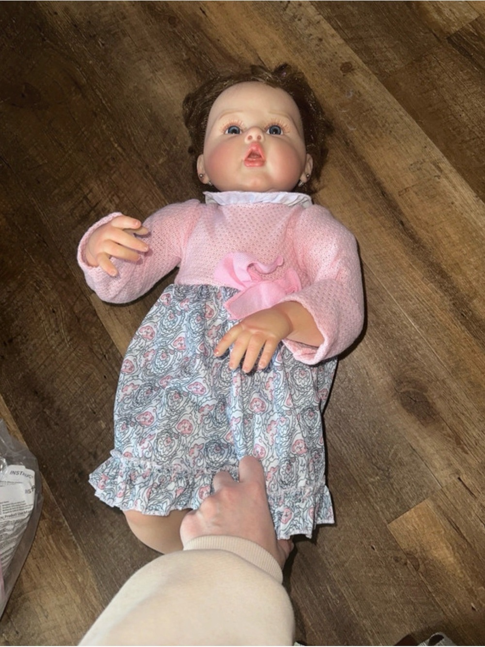 Reborn Pink Knit Top Floral Skirt Baby Doll